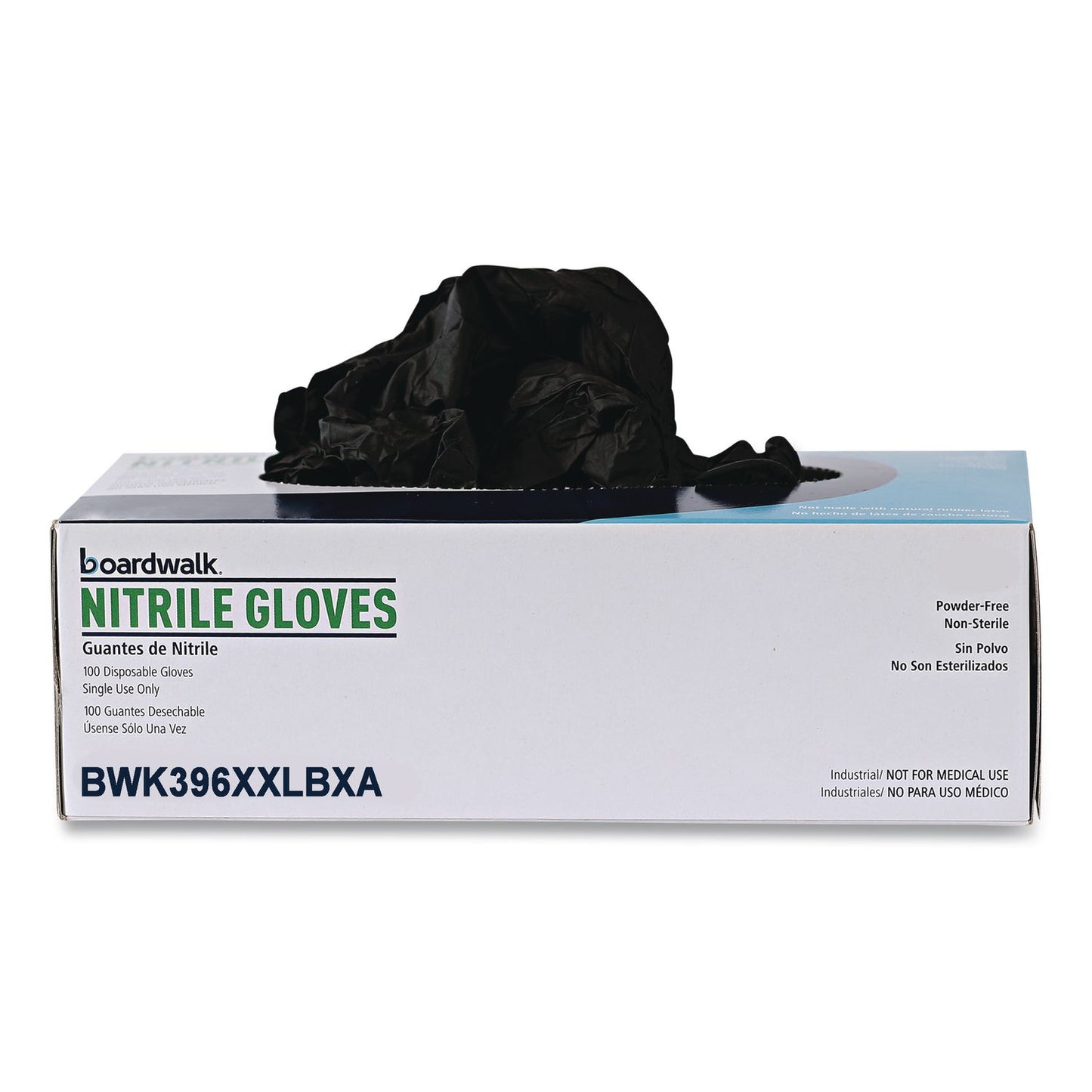 Boardwalk® 396 Series Disposable General-Purpose Nitrile Gloves, Powder-Free, XX-Large, 4.4 mil Thick, 9.5" Long, Black, 100/Box (BWK396XXLBXA)