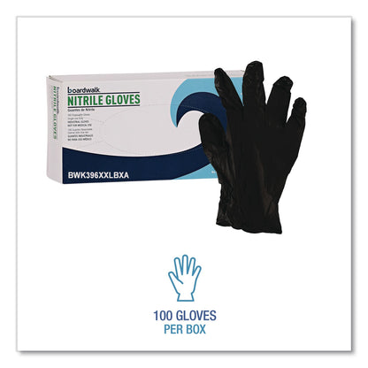 Boardwalk® 396 Series Disposable General-Purpose Nitrile Gloves, Powder-Free, XX-Large, 4.4 mil Thick, 9.5" Long, Black, 100/Box (BWK396XXLBXA)