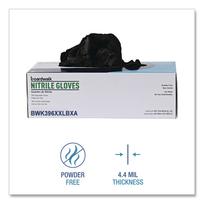 Boardwalk® 396 Series Disposable General-Purpose Nitrile Gloves, Powder-Free, XX-Large, 4.4 mil Thick, 9.5" Long, Black,100/Box,10 BX/CT (BWK396XXLCTA)