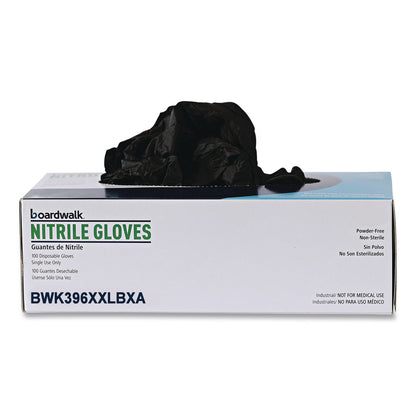 Boardwalk® 396 Series Disposable General-Purpose Nitrile Gloves, Powder-Free, XX-Large, 4.4 mil Thick, 9.5" Long, Black,100/Box,10 BX/CT (BWK396XXLCTA)