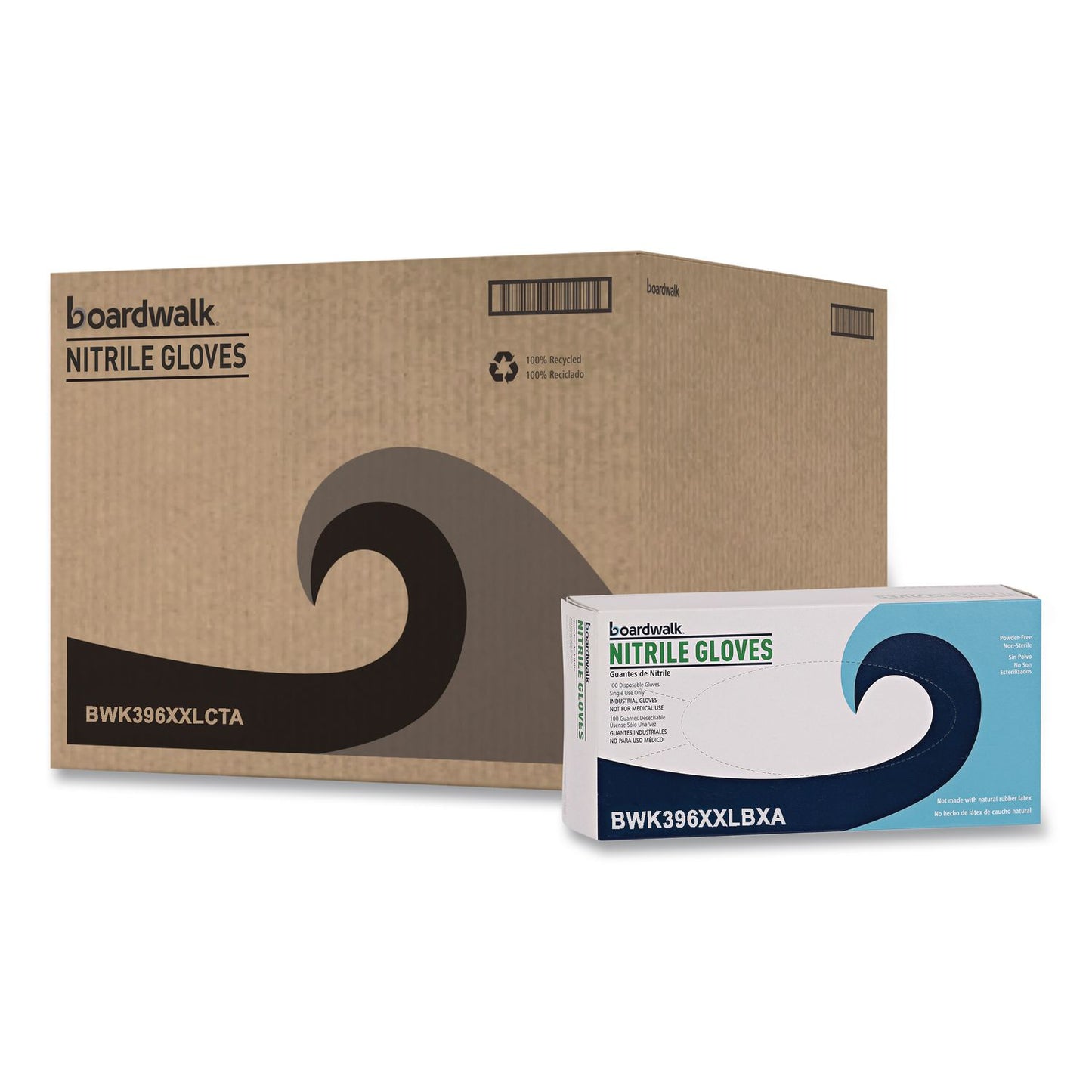 Boardwalk® 396 Series Disposable General-Purpose Nitrile Gloves, Powder-Free, XX-Large, 4.4 mil Thick, 9.5" Long, Black,100/Box,10 BX/CT (BWK396XXLCTA)