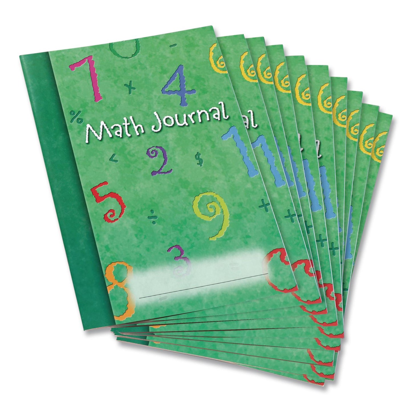 Learning Resources® Math Journal, Graph Ruled/College Ruled, Green Cover, (64) 9 x 7 Sheets, 10 Journals (LRNLER3468)