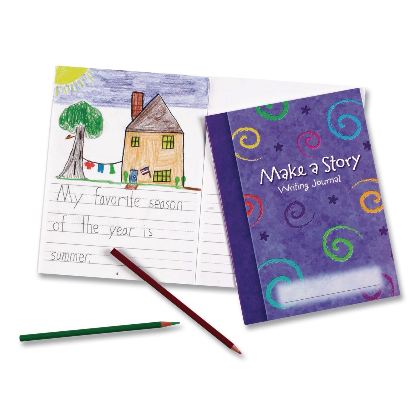 Learning Resources® Make-a-Story Journal, Manuscript Format, Blue Cover, (32) 9 x 7 Sheets, 10 Journals (LRNLER3469)