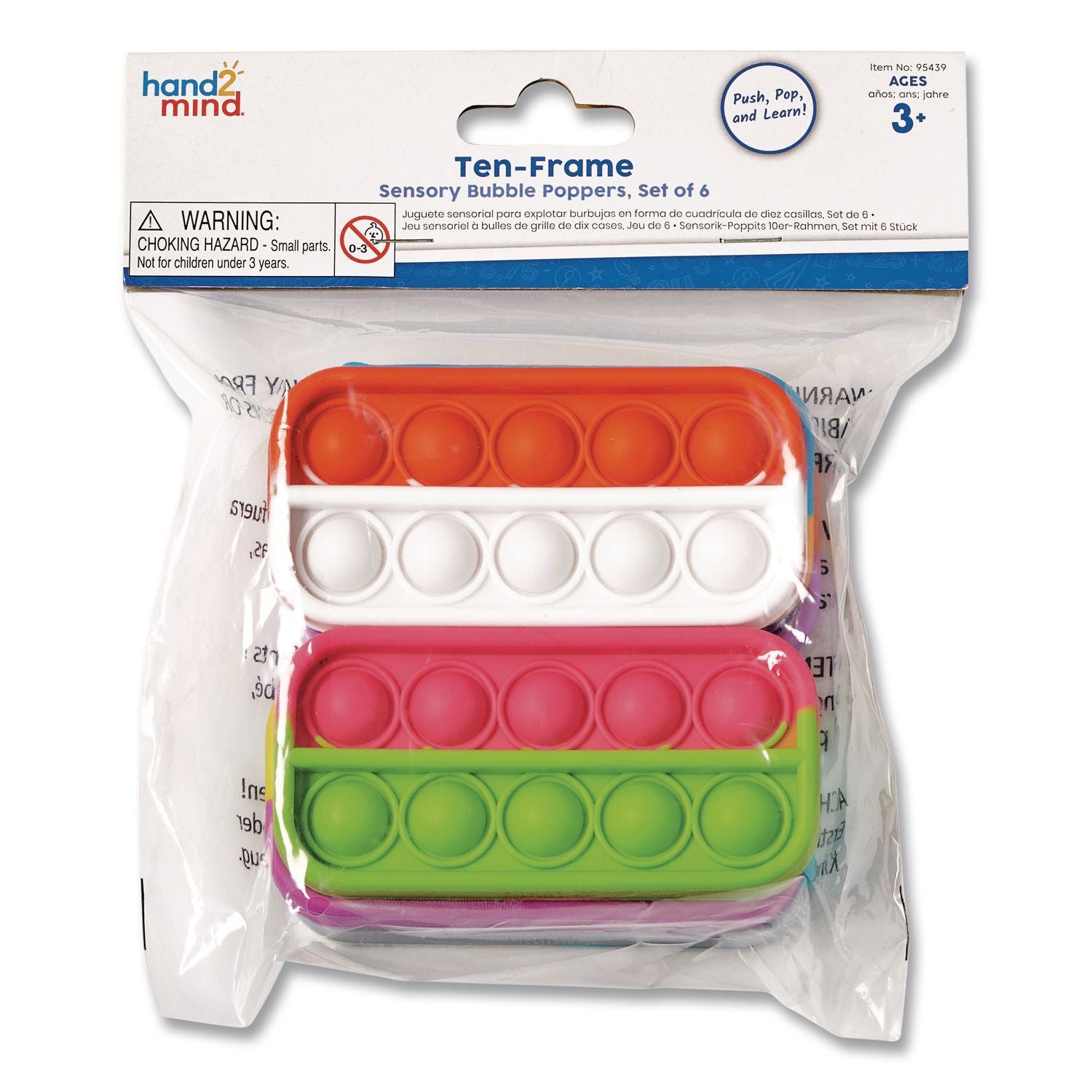 hand2mind® Ten-Frame Sensory Bubble Poppers, Pre-K to K, 6 Pieces (HDM ...