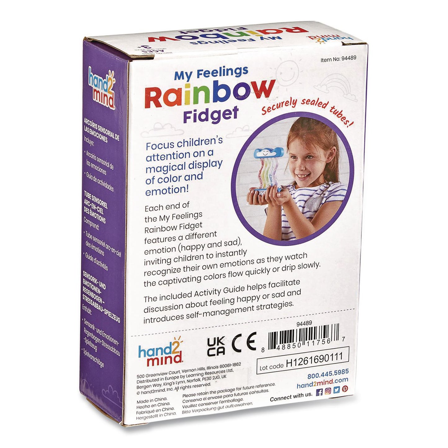 hand2mind® My Feelings Rainbow Fidget Tube, Ages 3 and Up, Blue (HDM94489)