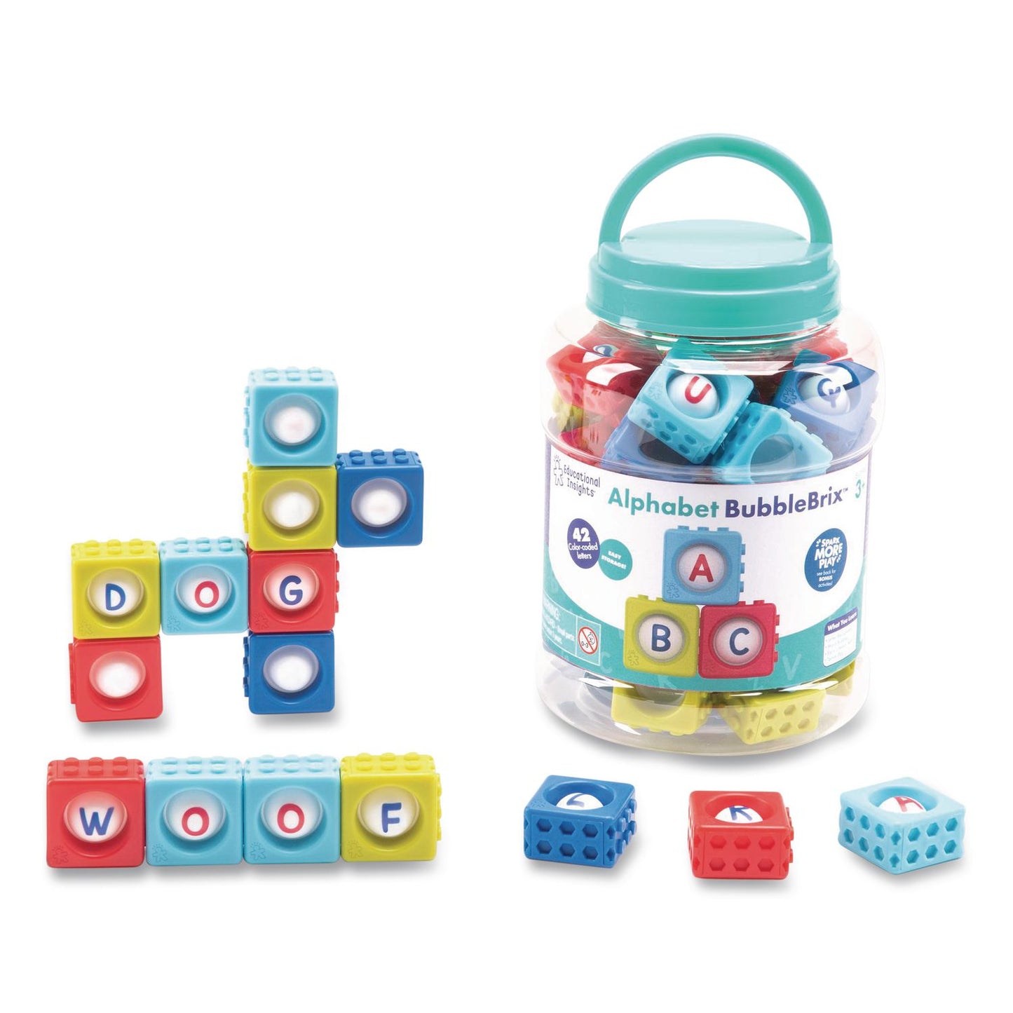 Educational Insights® Alphabet BubbleBrix. Ages 3 to 7, Plastic, Assorted Colors, 42 Pieces (EII2598)