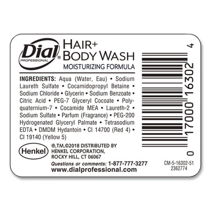 Dial® Professional Hair + Body Wash Refill for Versa Dispenser, Neutral Scent, 15 oz, 6/Carton (DIA16304CT)
