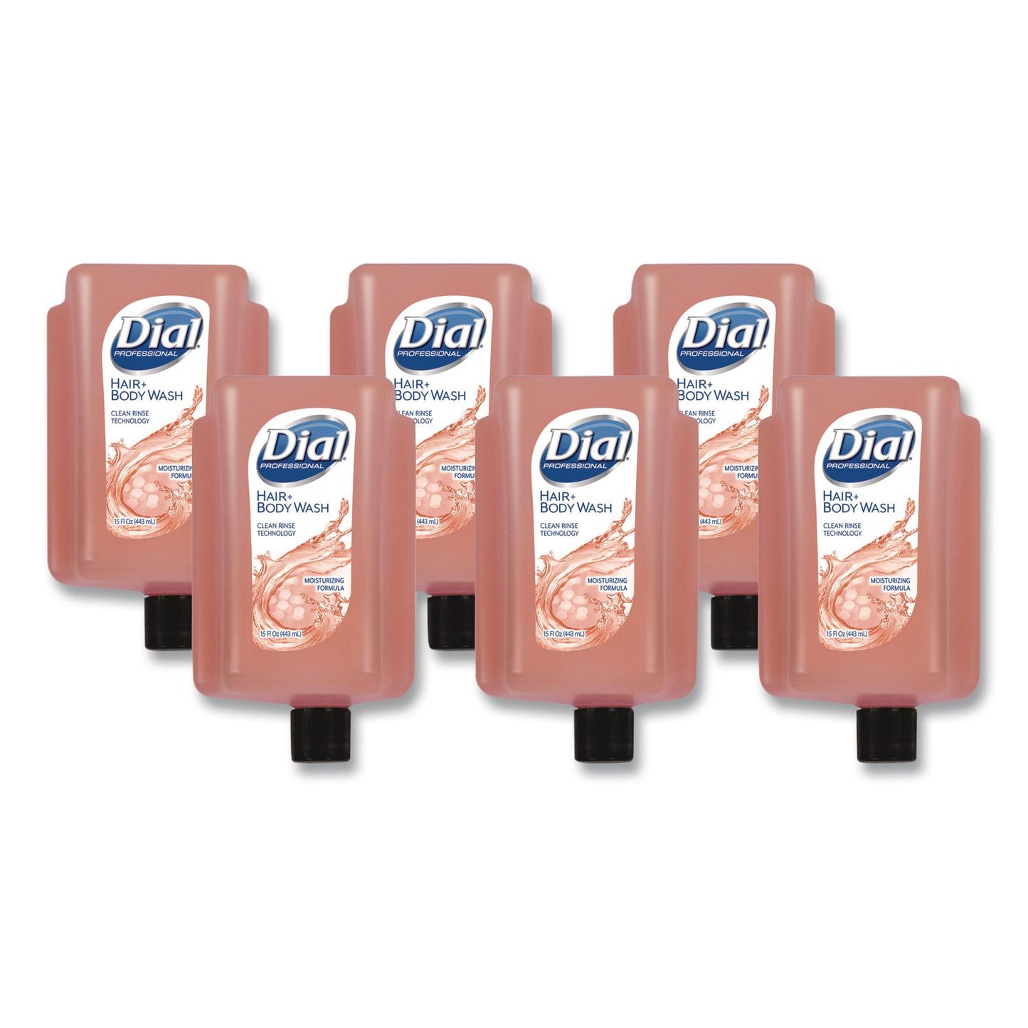 Dial® Professional Hair + Body Wash Refill for Versa Dispenser, Neutral Scent, 15 oz, 6/Carton (DIA16304CT)