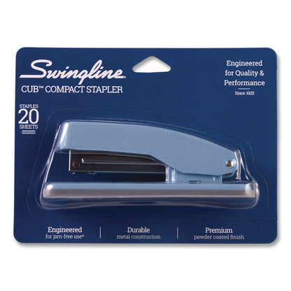 Swingline® Cub Compact Metal Staplers, 20 Sheet Capacity, Electric Blue (SWI1069)