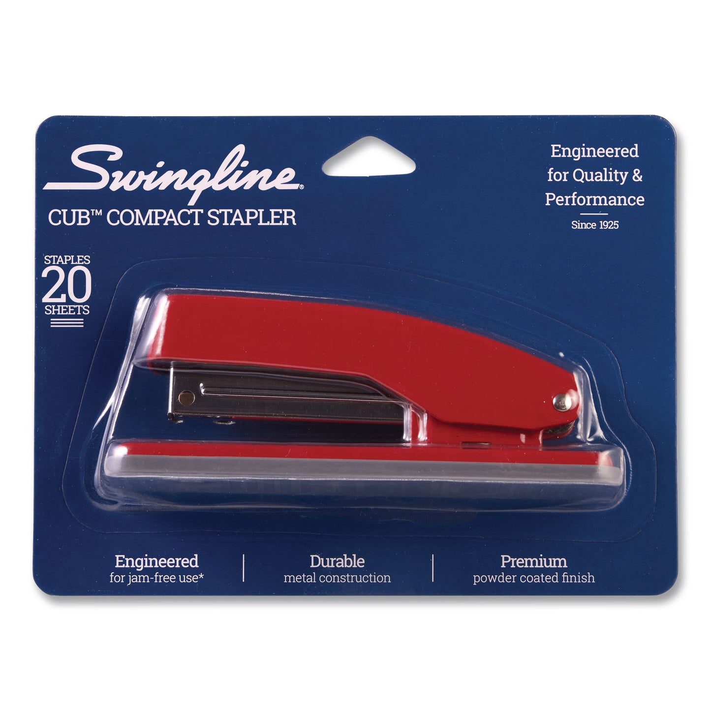Swingline® Cub Compact Metal Staplers, 20 Sheet Capacity, Rio Red (SWI1070)