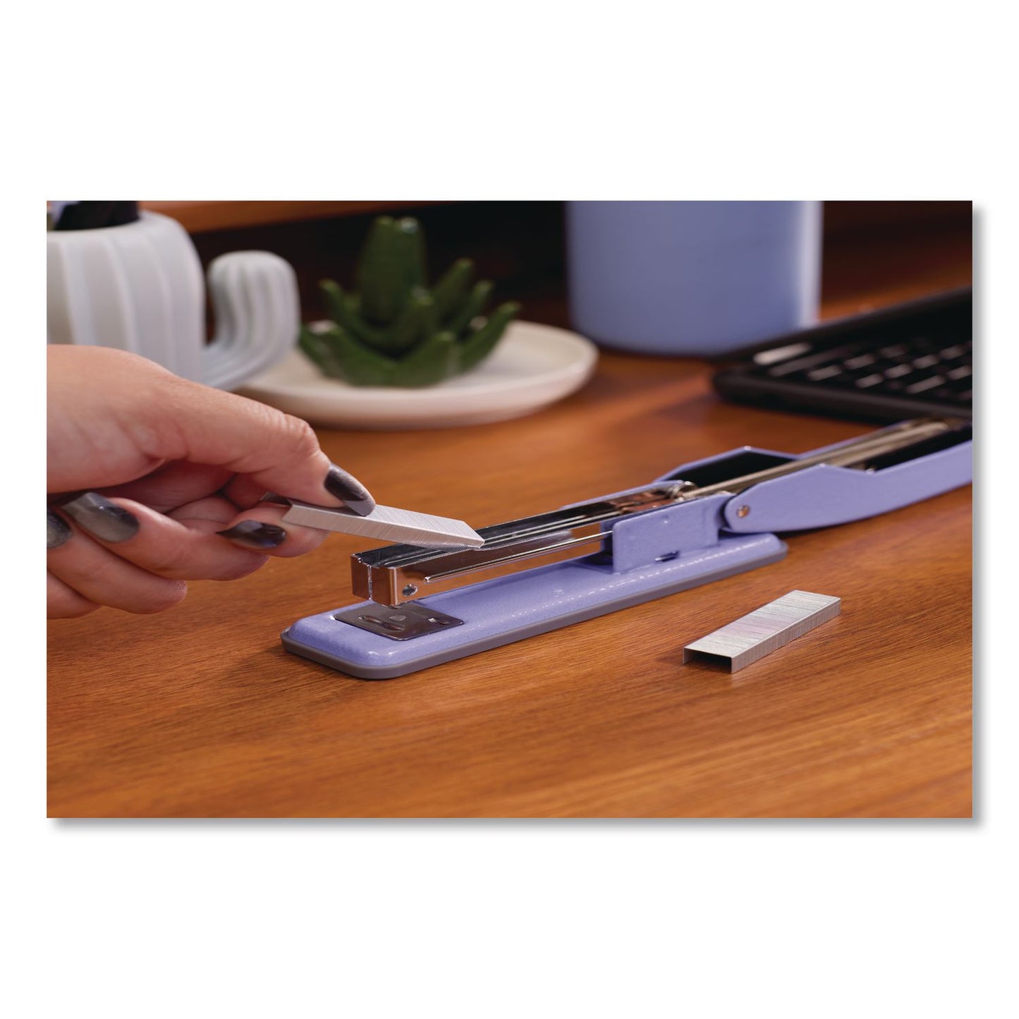 Swingline® Cub Compact Metal Staplers, 20 Sheet Capacity, Periwinkle (SWI1071)