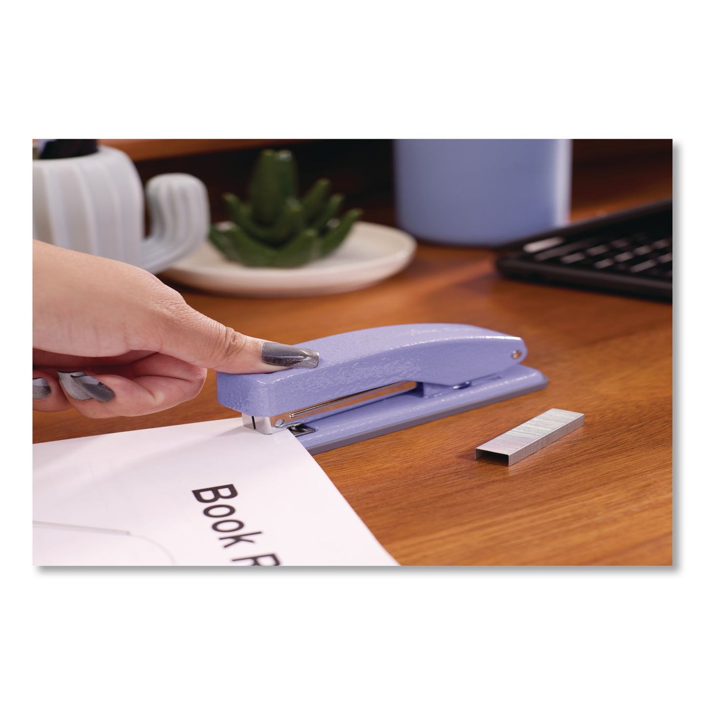 Swingline® Cub Compact Metal Staplers, 20 Sheet Capacity, Periwinkle (SWI1071)