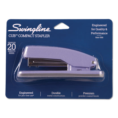 Swingline® Cub Compact Metal Staplers, 20 Sheet Capacity, Periwinkle (SWI1071)