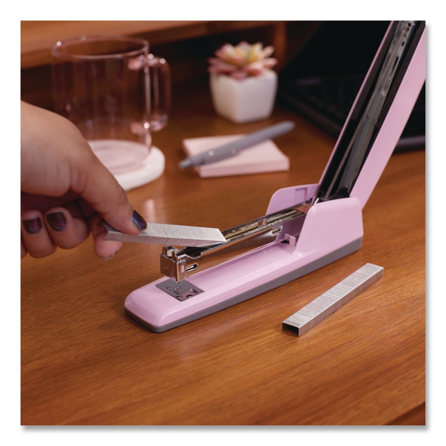 Swingline® 747 Business Full Strip Desk Stapler, 30 Sheet Capacity, Blush Pink (SWI74740)