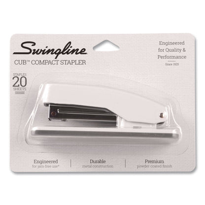 Swingline® Cub Compact Metal Stapler, 20 Sheet Capacity, Arctic White (SWI1067)