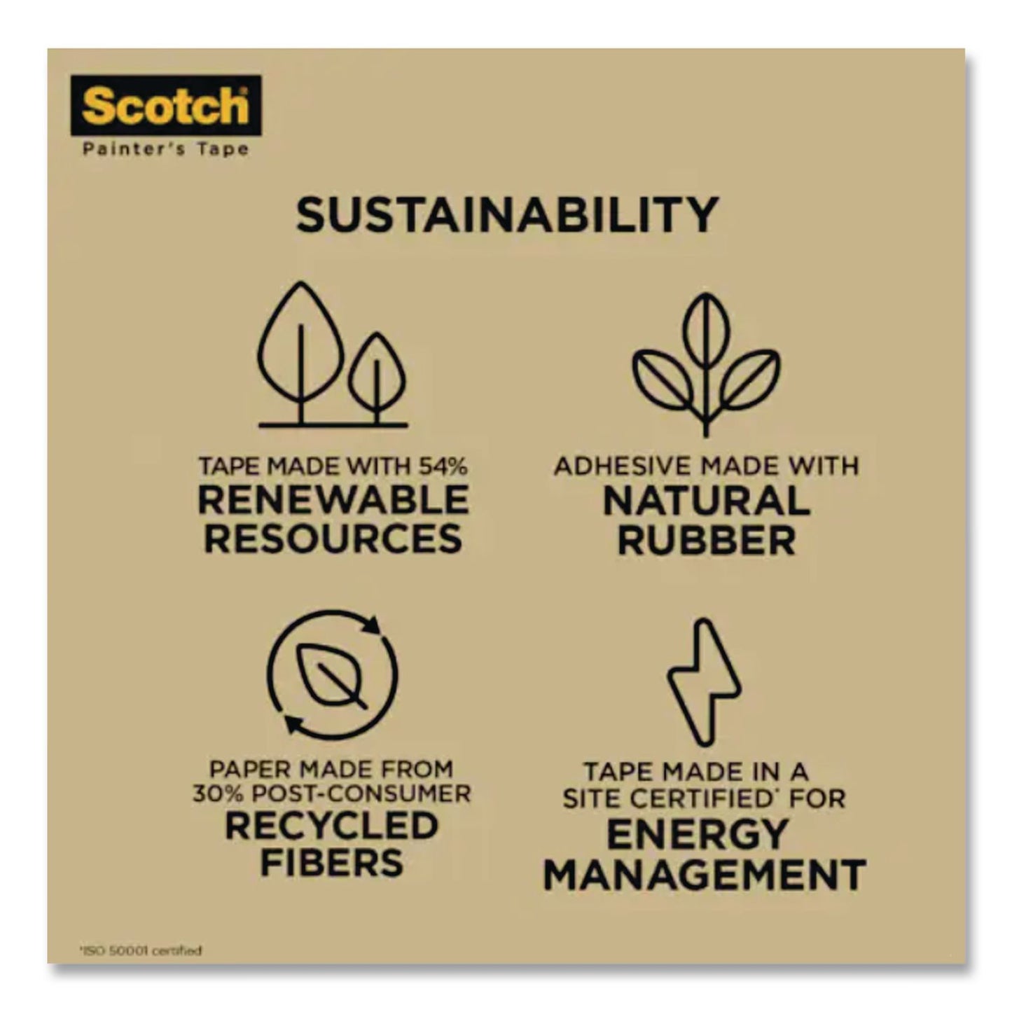 Scotch® Greener Masking Tape 2050, 3" Core, 0.94" x 60 yds, Beige (MMM205024A)