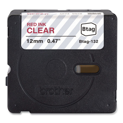 Brother P-Touch® Genuine P-Touch BTAG Label Tapes, 0.47" x 13.1 ft, Red on Clear (BRTBTAG132)
