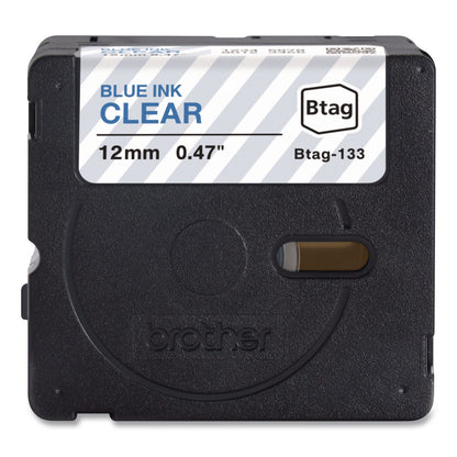 Brother P-Touch® Genuine P-Touch BTAG Label Tapes, 0.47" x 13.1 ft, Blue on Clear (BRTBTAG133)