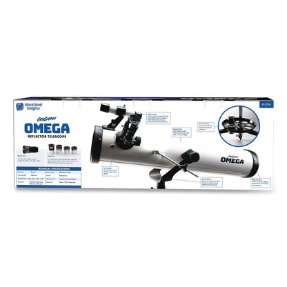 Educational Insights® GeoSafari Omega Reflector Telescope,, 2 Elements, 35x to 300x Magnification, 76 mm Aperture, 700 mm Focal Length, White (EII5306)