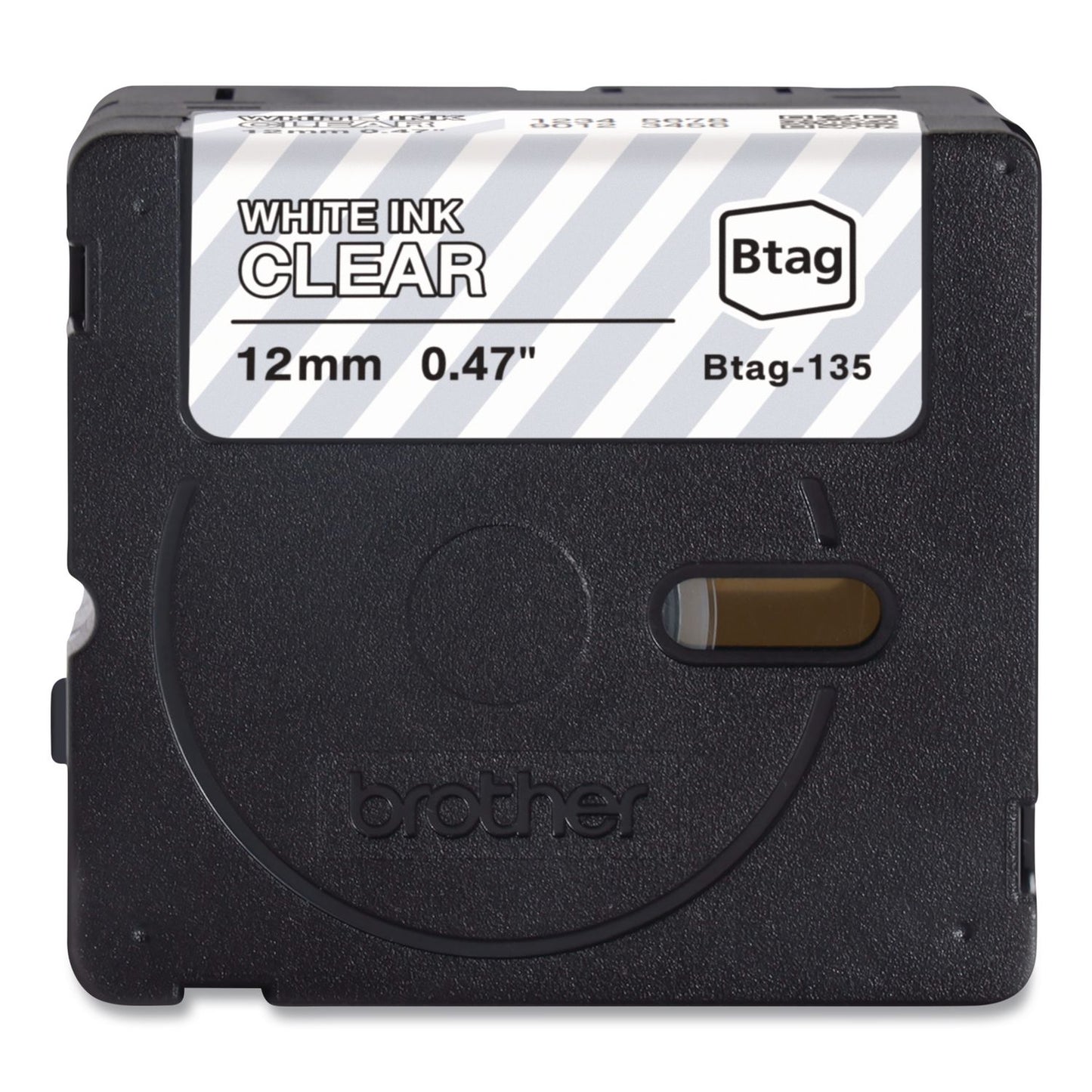Brother P-Touch® Genuine P-Touch BTAG Label Tapes, 0.47" x 13.1 ft, White on Clear (BRTBTAG135)