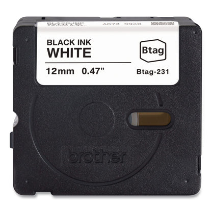 Brother P-Touch® Genuine P-Touch BTAG Label Tapes, 0.47" x 13.1 ft, Black on White (BRTBTAG231)