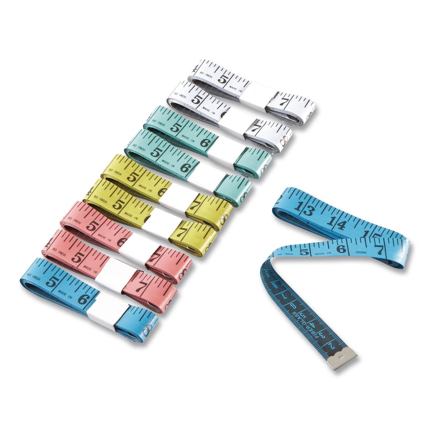 Learning Resources® Standard/Metric Tape Measure, 60" Long, Assorted Colors, Plastic, 10 Tape Measures (LRNLER0363)