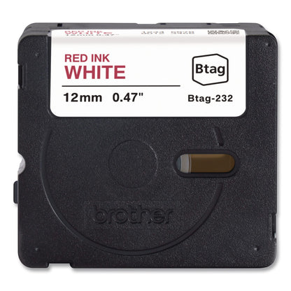 Brother P-Touch® Genuine P-Touch BTAG Label Tapes, 0.47" x 13.1 ft, Red on White (BRTBTAG232)