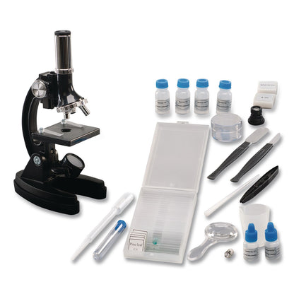 Educational Insights® GeoSafari Micropro Microcope Set, 50x, 100x, 150x, 300x 600x Magnification, Plain Stage, Mirror Illuminator, Black, 95 Pieces (EII5301)