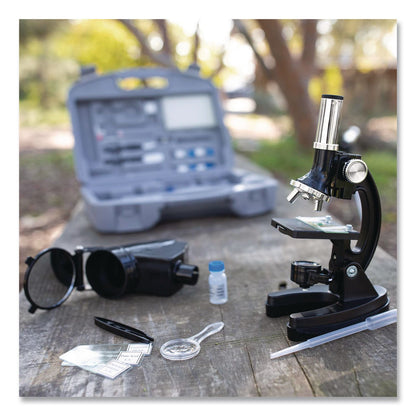 Educational Insights® GeoSafari Micropro Microcope Set, 50x, 100x, 150x, 300x 600x Magnification, Plain Stage, Mirror Illuminator, Black, 95 Pieces (EII5301)