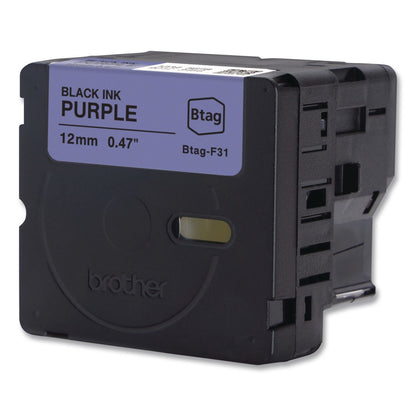 Brother P-Touch® Genuine P-Touch BTAG Label Tapes, 0.47" x 13.1 ft, Black on Purple (BRTBTAGF31)