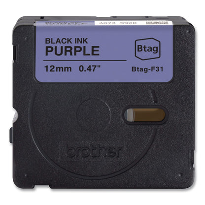 Brother P-Touch® Genuine P-Touch BTAG Label Tapes, 0.47" x 13.1 ft, Black on Purple (BRTBTAGF31)