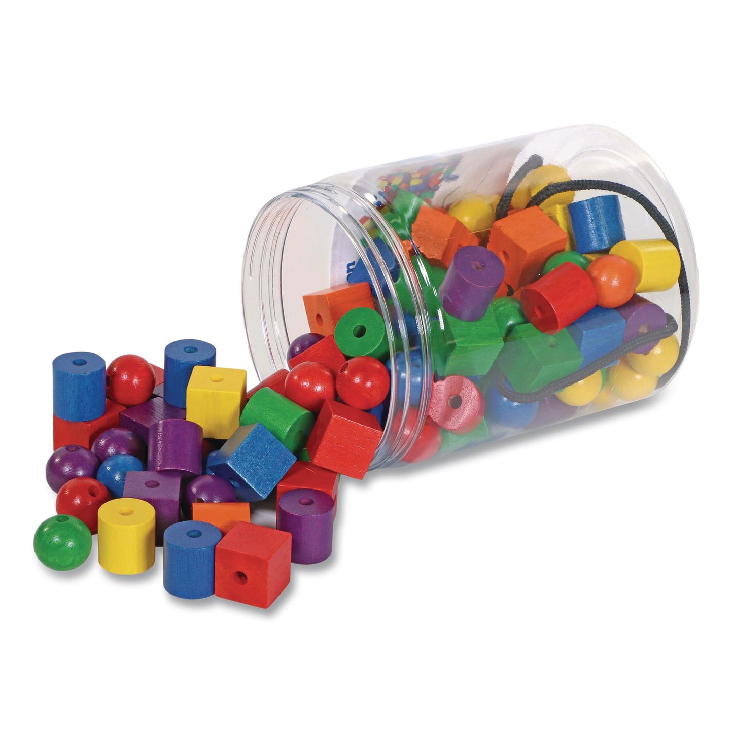 Learning Resources® Beads in a Bucket, Wood, Small, Assorted Colors, 1.4 lb Bucket (LRNLER0140)