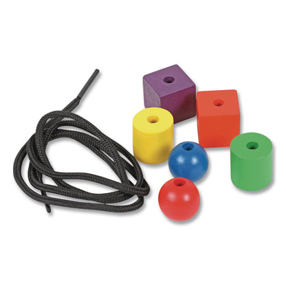Learning Resources® Beads in a Bucket, Wood, Small, Assorted Colors, 1.4 lb Bucket (LRNLER0140)