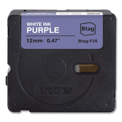 Brother P-Touch® Genuine P-Touch BTAG Label Tapes, 0.47" x 13.1 ft, White on Purple (BRTBTAGF35)