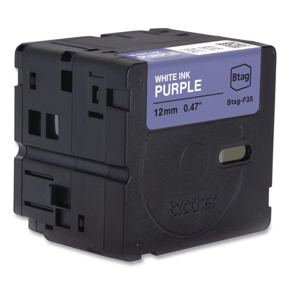 Brother P-Touch® Genuine P-Touch BTAG Label Tapes, 0.47" x 13.1 ft, White on Purple (BRTBTAGF35)