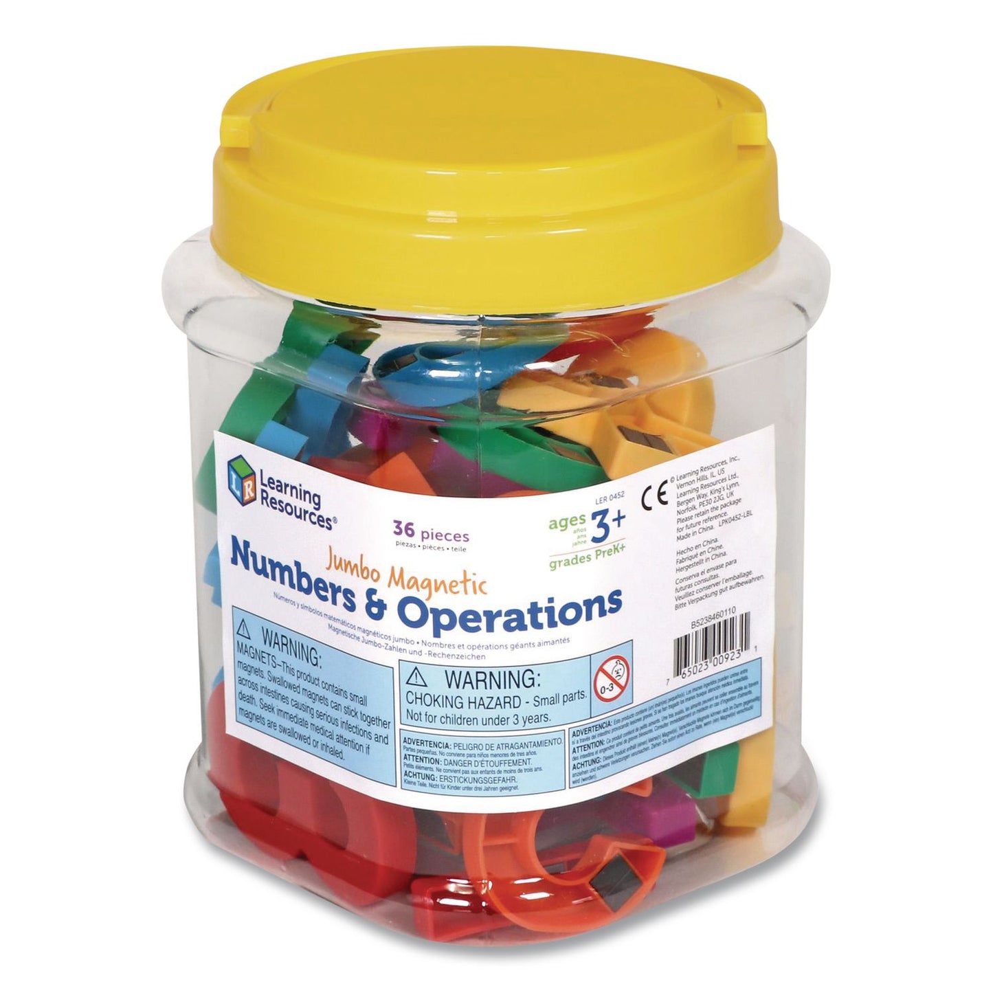 Learning Resources® Jumbo Magnetic Numbers and Operations, Assorted Colors, 36 Pieces (LRNLER0452)