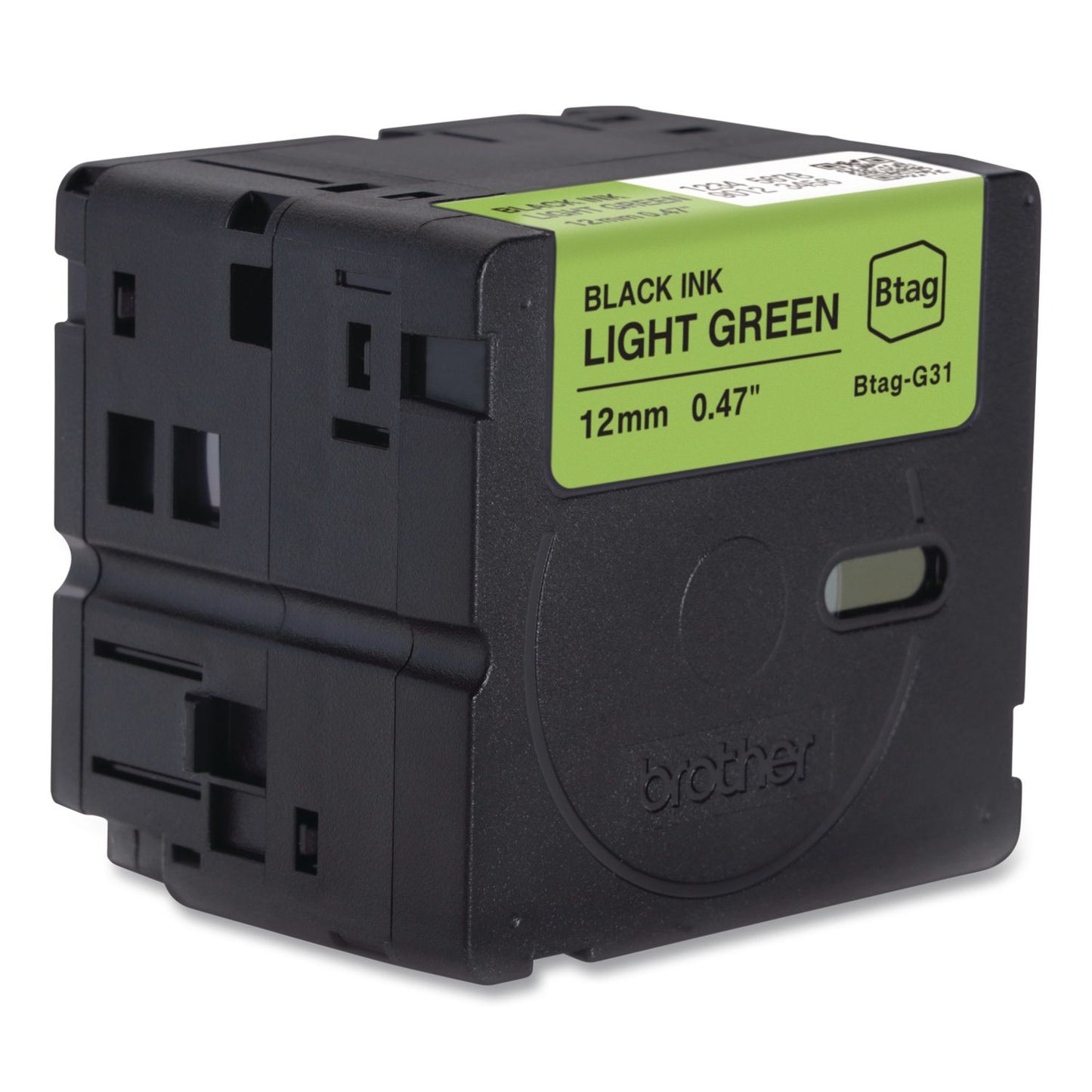 Brother P-Touch® Genuine P-Touch BTAG Label Tapes, 0.47" x 13.1 ft, Black on Light Green (BRTBTAGG31)