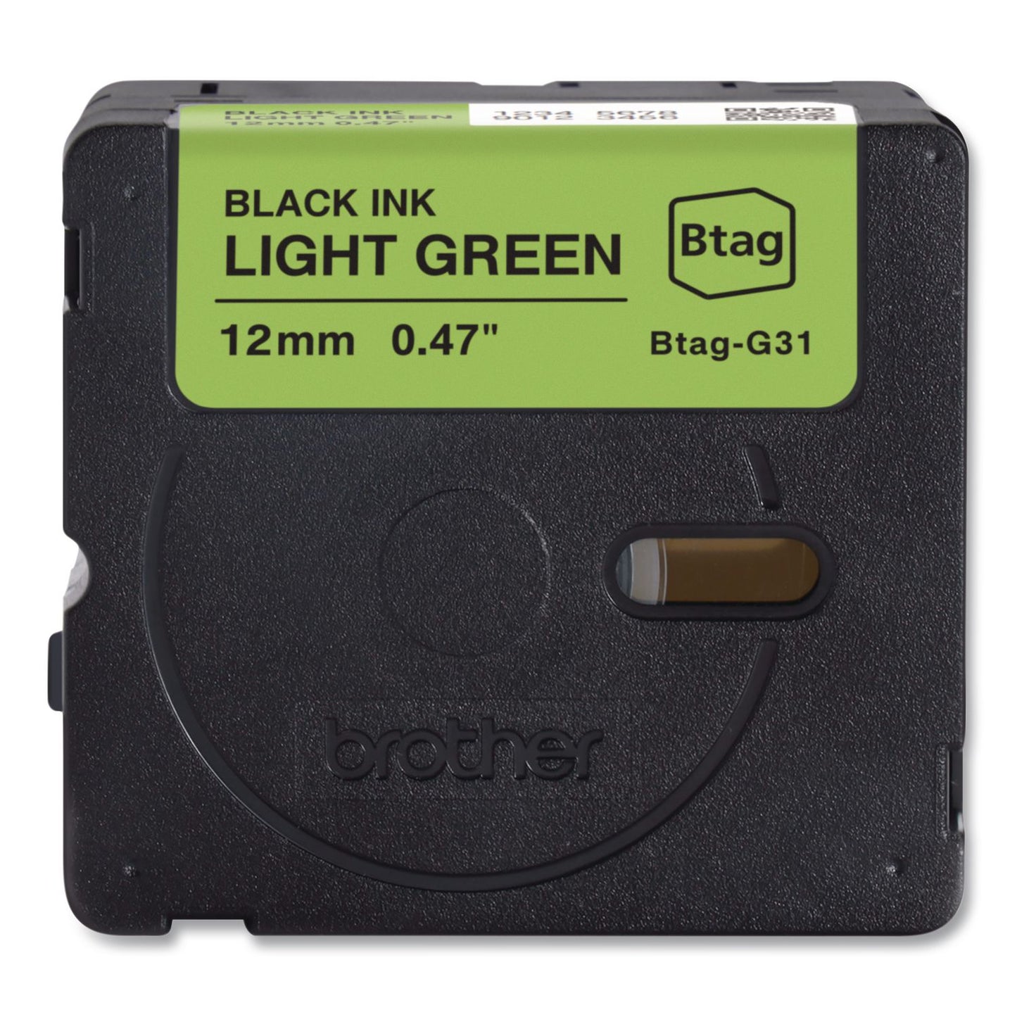 Brother P-Touch® Genuine P-Touch BTAG Label Tapes, 0.47" x 13.1 ft, Black on Light Green (BRTBTAGG31)