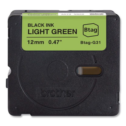 Brother P-Touch® Genuine P-Touch BTAG Label Tapes, 0.47" x 13.1 ft, Black on Light Green (BRTBTAGG31)