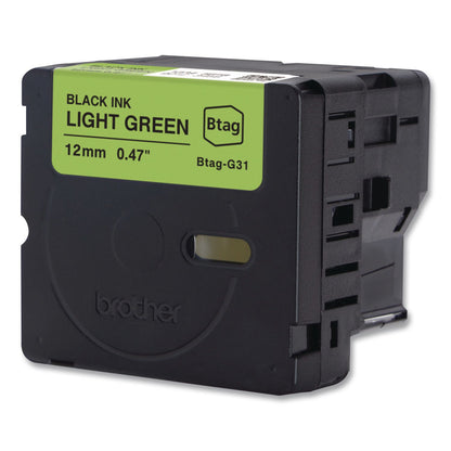 Brother P-Touch® Genuine P-Touch BTAG Label Tapes, 0.47" x 13.1 ft, Black on Light Green (BRTBTAGG31)