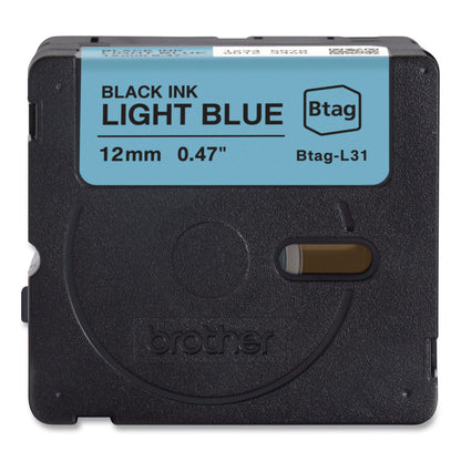 Brother P-Touch® Genuine P-Touch BTAG Label Tapes, 0.47" x 13.1 ft, Black on Light Blue (BRTBTAGL31)