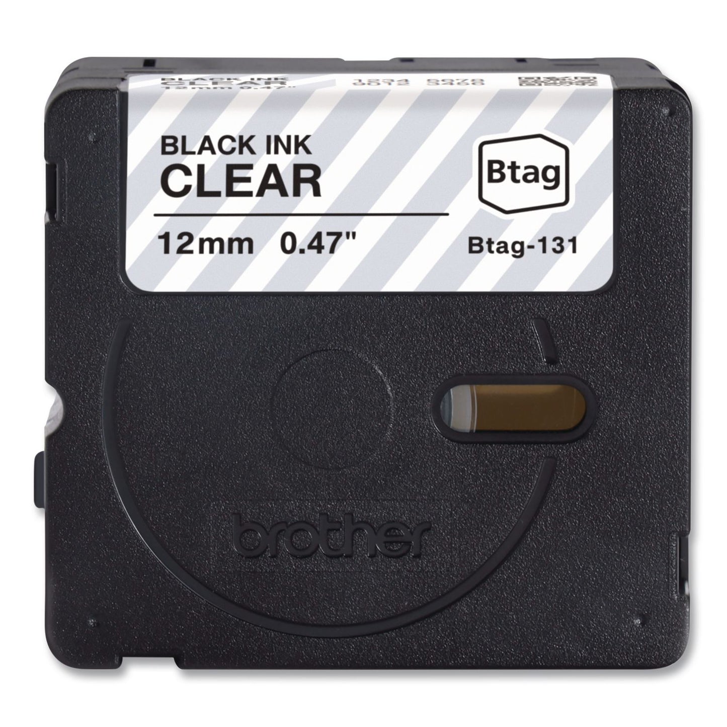 Brother P-Touch® Genuine P-Touch BTAG Label Tapes, 0.47" x 13.1 ft, Black on Clear (BRTBTAG131)