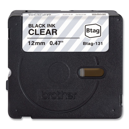Brother P-Touch® Genuine P-Touch BTAG Label Tapes, 0.47" x 13.1 ft, Black on Clear (BRTBTAG131)