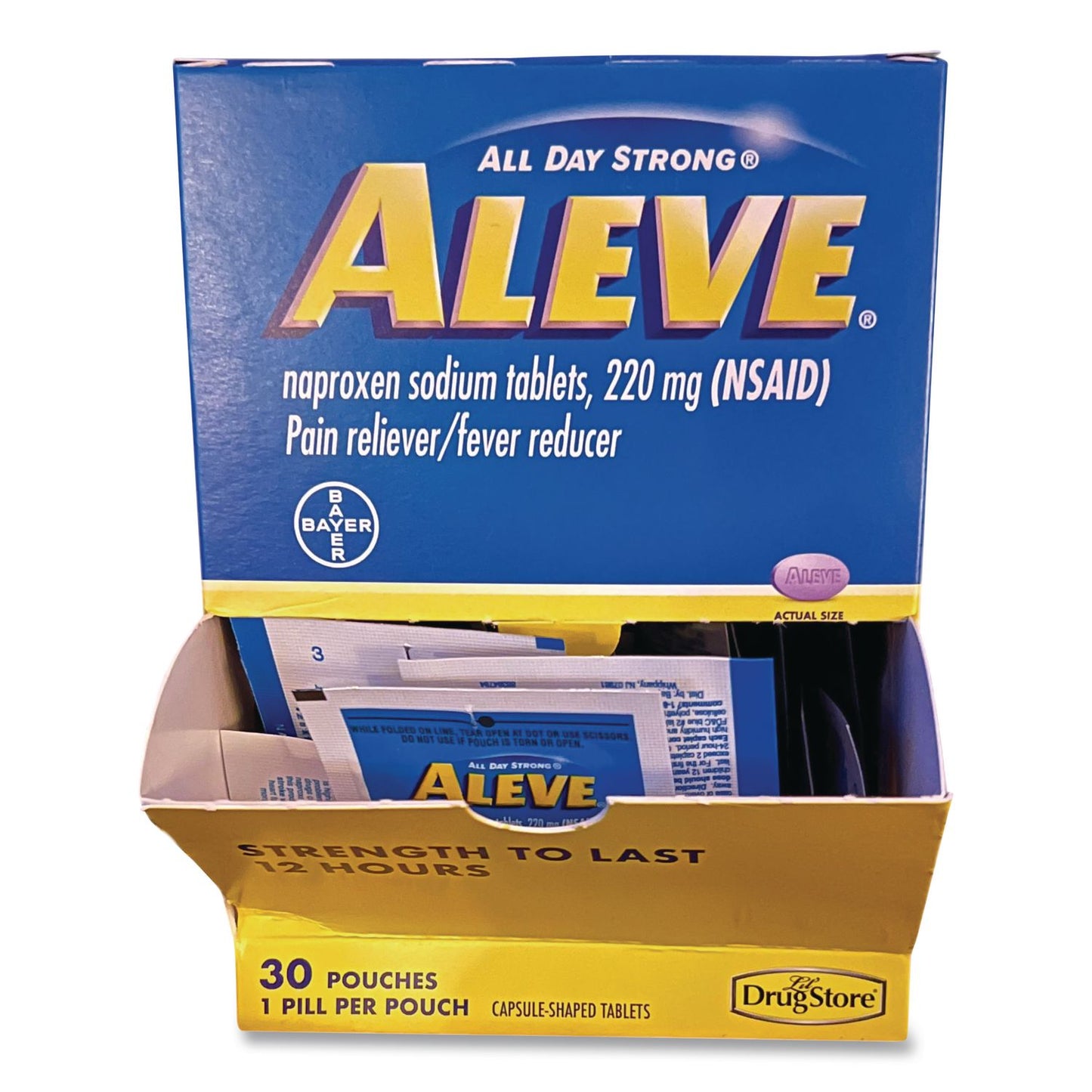 Aleve® Pain Reliever Tablets Refill Packs, 1 Tablet/Packet, 30/Box (LIL64028)