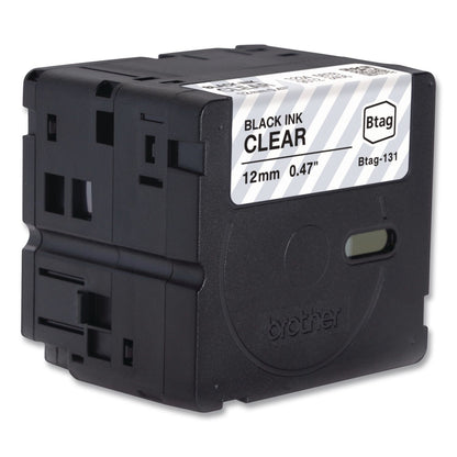 Brother P-Touch® Genuine P-Touch BTAG Label Tapes, 0.47" x 13.1 ft, Black on Clear (BRTBTAG131)
