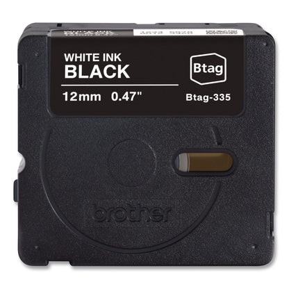 Brother P-Touch® Genuine P-Touch BTAG Label Tapes, 0.47" x 13.1 ft, White on Black (BRTBTAG335)