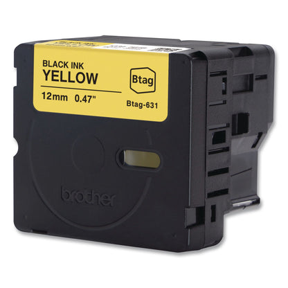 Brother P-Touch® Genuine P-Touch BTAG Label Tapes, 0.47" x 13.1 ft, Black on Yellow (BRTBTAG631)