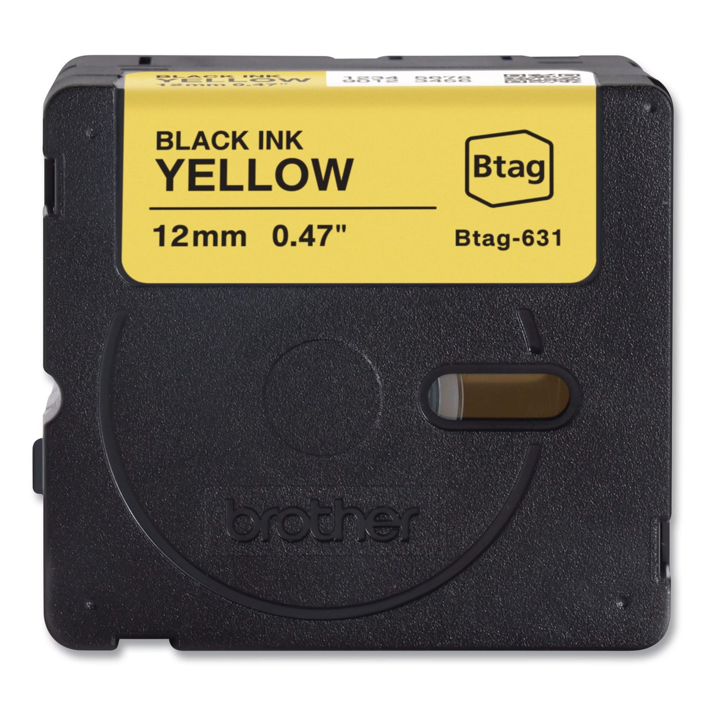 Brother P-Touch® Genuine P-Touch BTAG Label Tapes, 0.47" x 13.1 ft, Black on Yellow (BRTBTAG631)