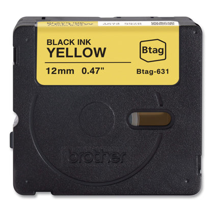 Brother P-Touch® Genuine P-Touch BTAG Label Tapes, 0.47" x 13.1 ft, Black on Yellow (BRTBTAG631)