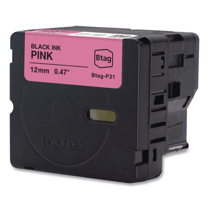 Brother P-Touch® Genuine P-Touch BTAG Label Tapes, 0.47" x 13.1 ft, Black on Pink (BRTBTAGP31)